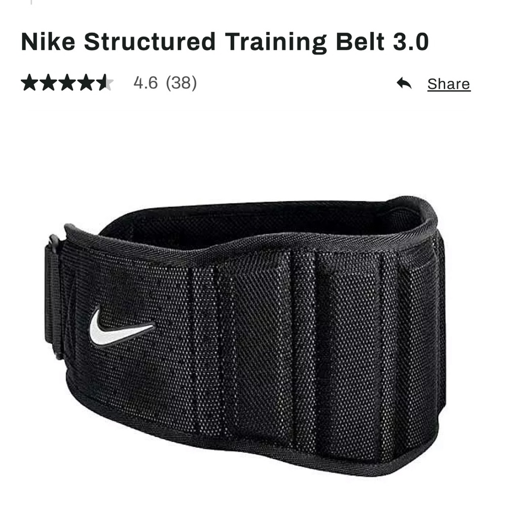 Nike structured training belt weight lifting size S